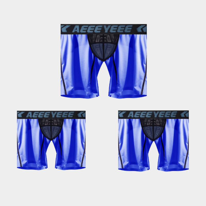3-Pack Men's Ice Silk Boxer Briefs with Mesh Back & Pouch - AFL 704