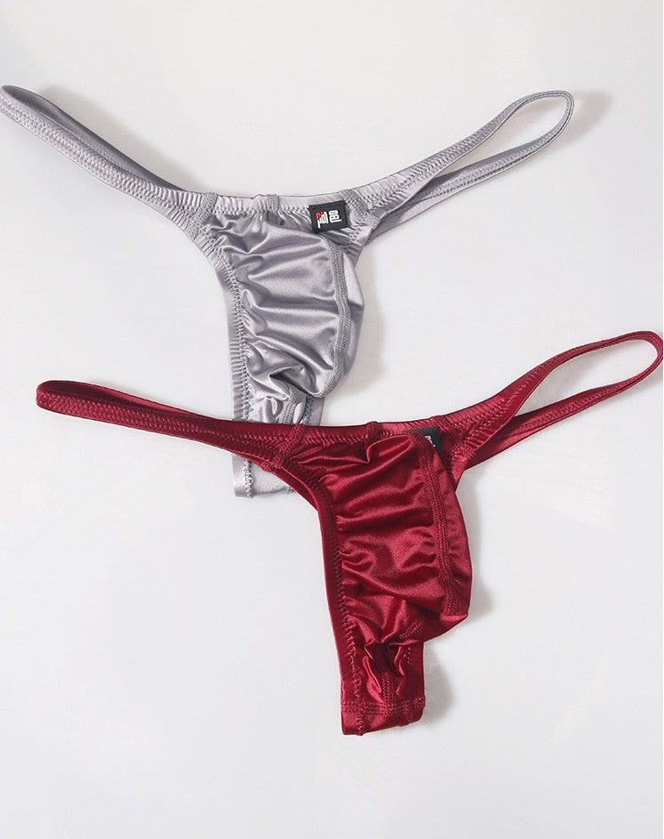 1-Pack Men's Satin Ice Silk T-Back Thong with UpLift 3D Support Pouch - AFL 773
