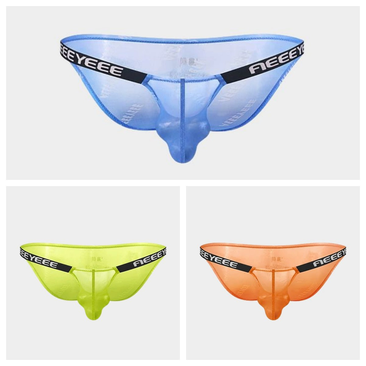 3-Pack Men’s Semi-Sheer Jacquard Ice Silk Hi-Cut Briefs - AFL 2010