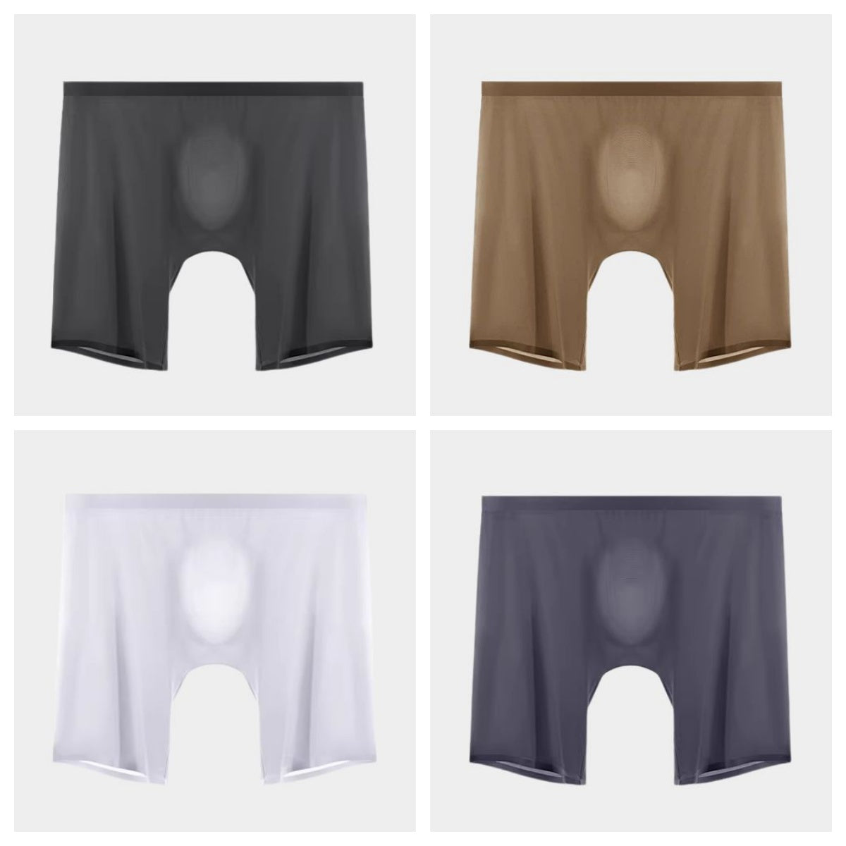4-Pack Men's Ultra-Light Ice Silk Boxer Briefs with Seamless No-Chafe Pouch -YS56-5