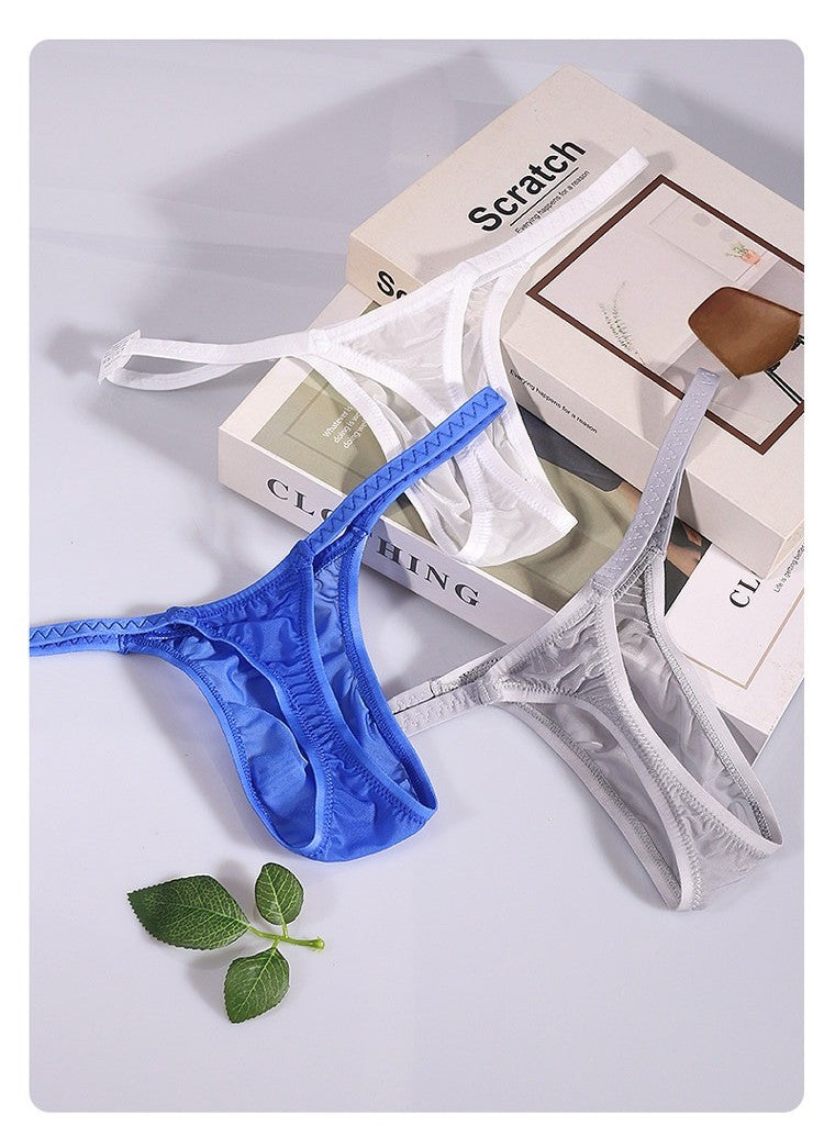 4-Pack Men's Sheer Ice Silk Thongs with Seamless No-Chafe Pouch - AFL 732