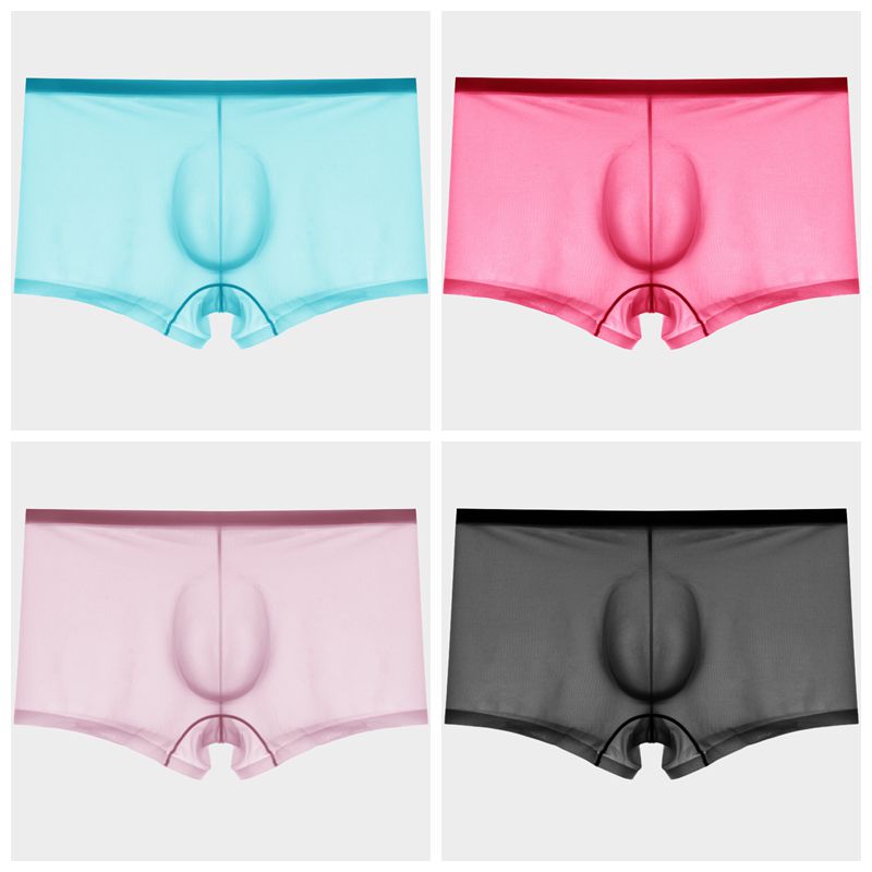 4-Pack Men's Sheer Ice Silk Trunks with No-Chafe Pouch - AFL 832