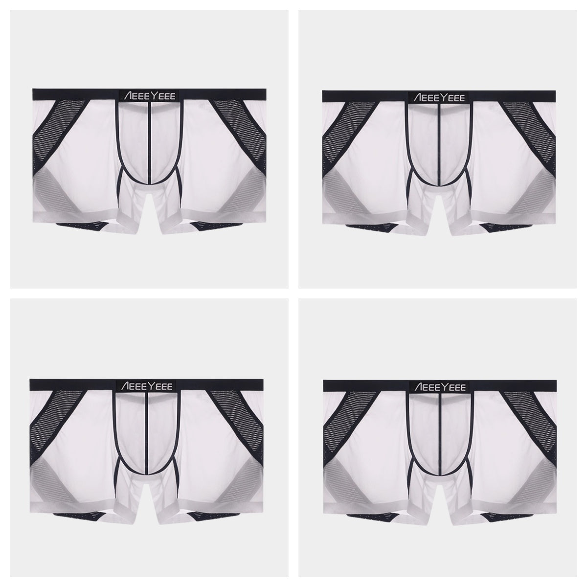 4-Pack Men’s Sheer Ice Silk Trunks with Breathable Mesh Sides and Rear Cutout - AFL 716