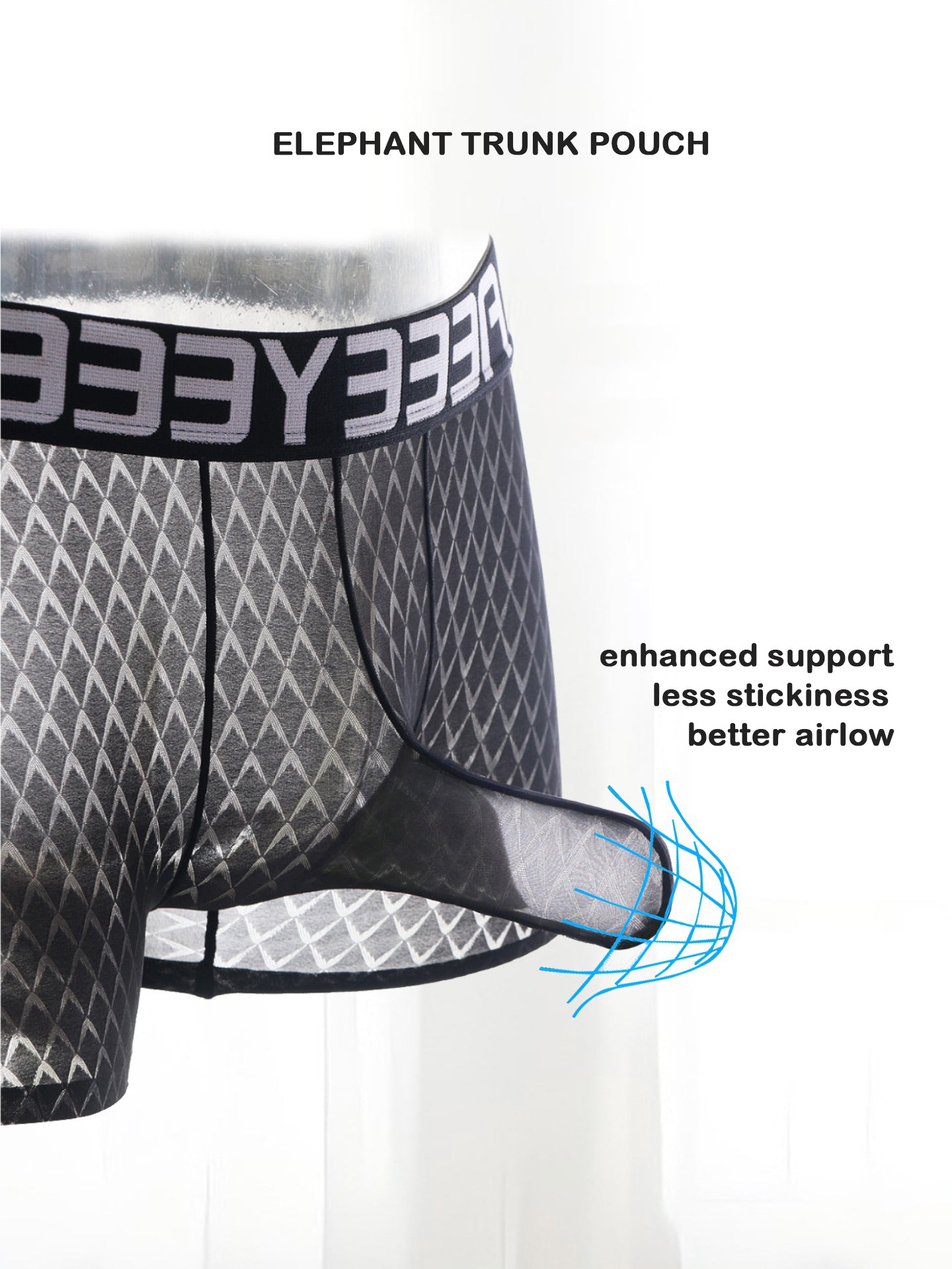3-Pack Men's Ice Silk Trunks with Elephant Trunk Pouch - AFL 2003PJ