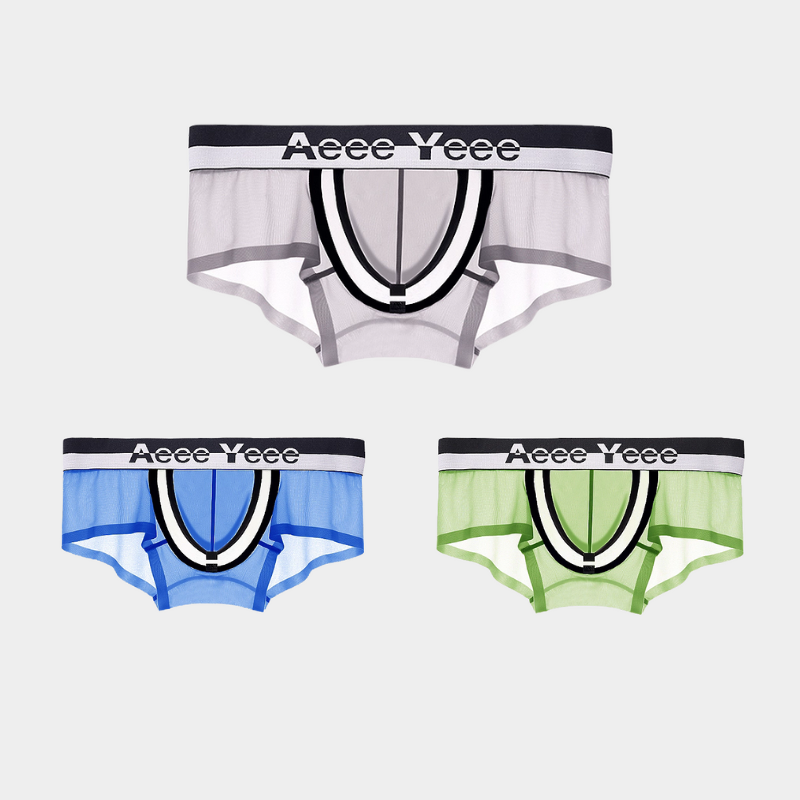 3-Pack Men's Ice Silk Trunks with Snap-Open Pouch - AFL 847