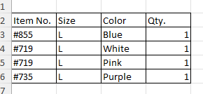 sample order