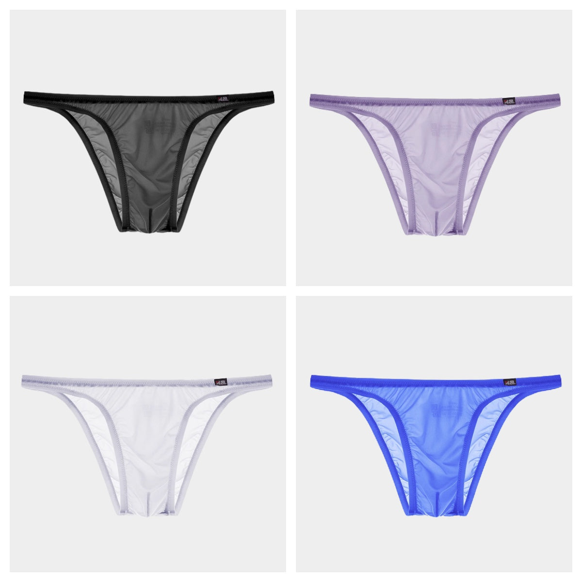4-Pack Men's Sheer Ice Silk Briefs with No-Chafe Pouch - AFL 883
