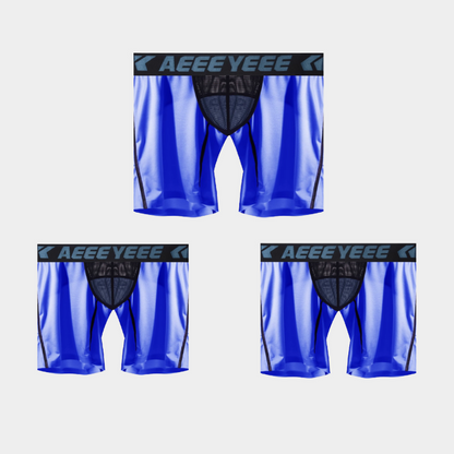 3-Pack Men's Ice Silk Boxer Briefs with Mesh Back & Pouch - AFL 704