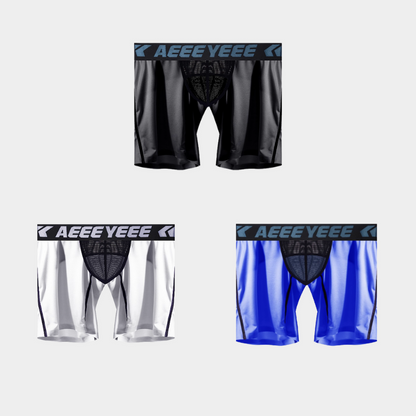 3-Pack Men's Ice Silk Boxer Briefs with Mesh Back & Pouch - AFL 704