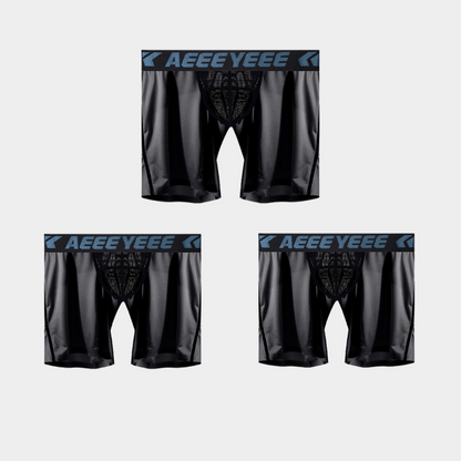 3-Pack Men's Ice Silk Boxer Briefs with Mesh Back & Pouch - AFL 704
