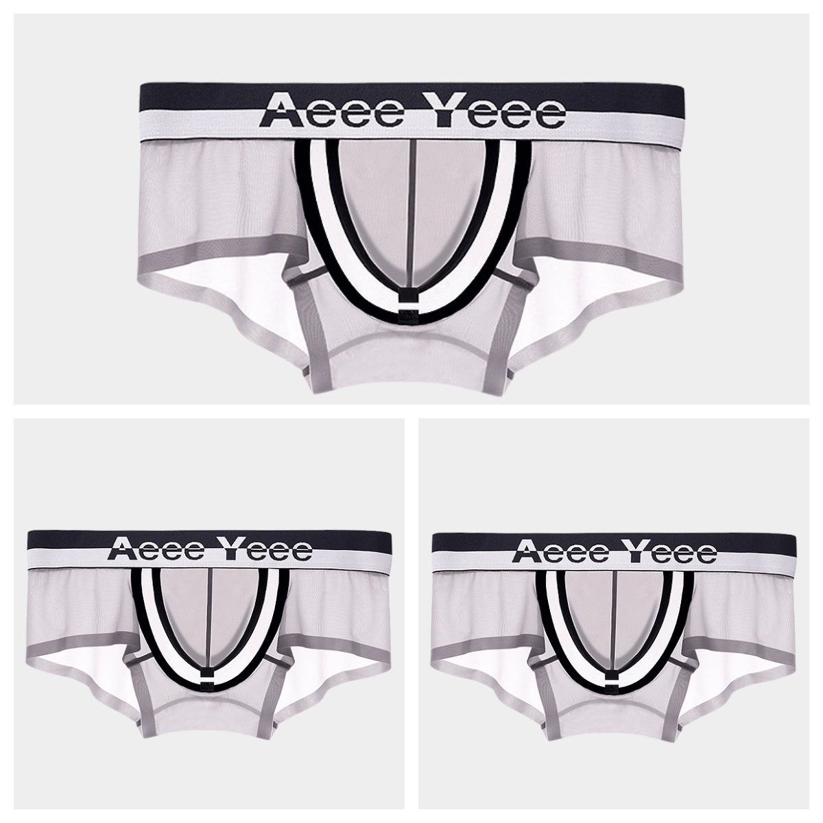 3-Pack Men's Ice Silk Trunks with Snap-Open Pouch - AFL 847