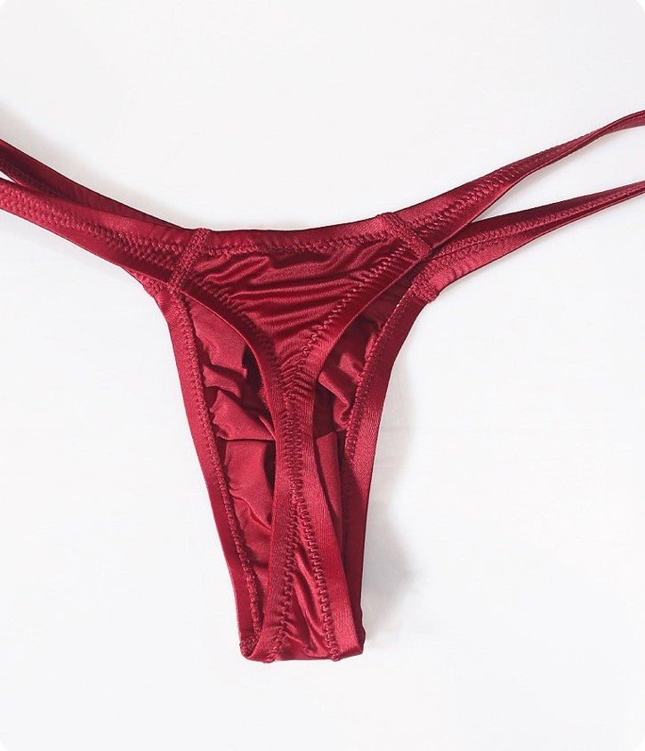 AFL 773 - 4-Pack Men's Satin Ice Silk T-Back Thong with UpLift 3D Support Pouch
