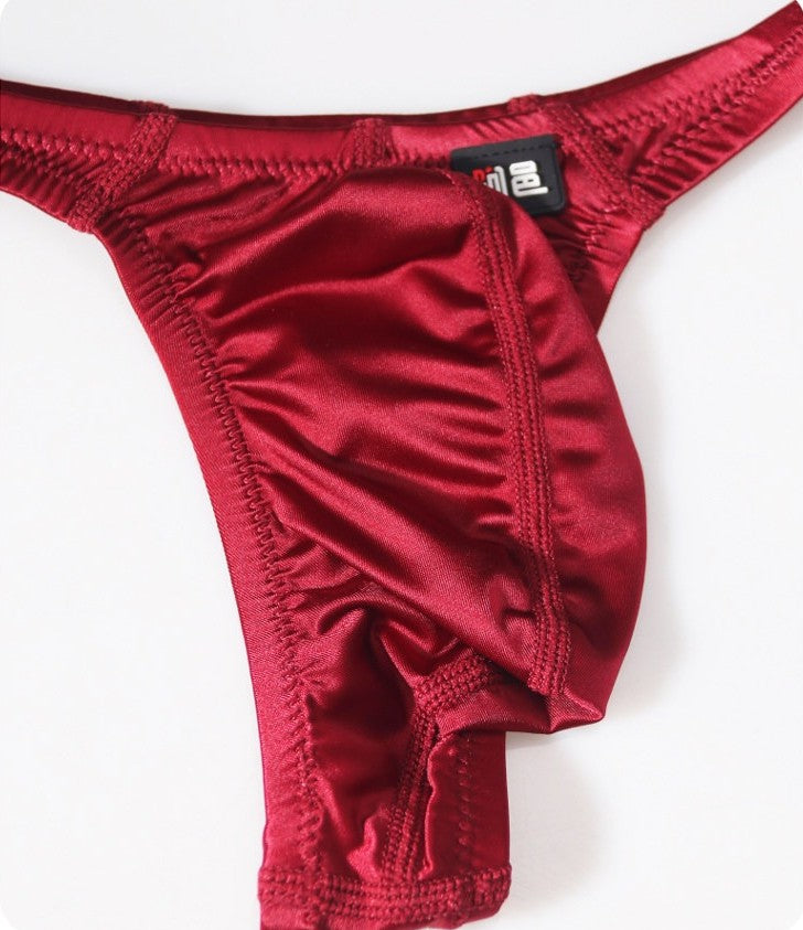 AFL 773 - 4-Pack Men's Satin Ice Silk T-Back Thong with UpLift 3D Support Pouch