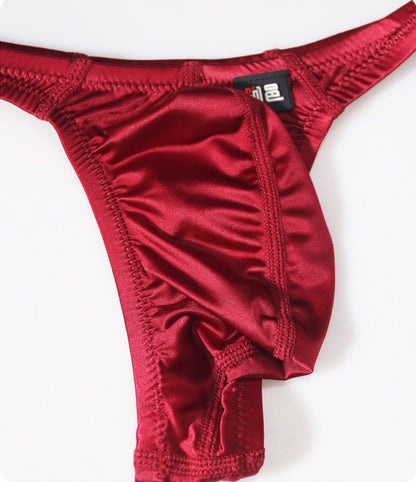 AFL 773 - 4-Pack Men's Satin Ice Silk T-Back Thong with UpLift 3D Support Pouch