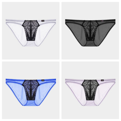 4-Pack Men’s Ice Silk Briefs with Soft Lace Pouch - AFL 741