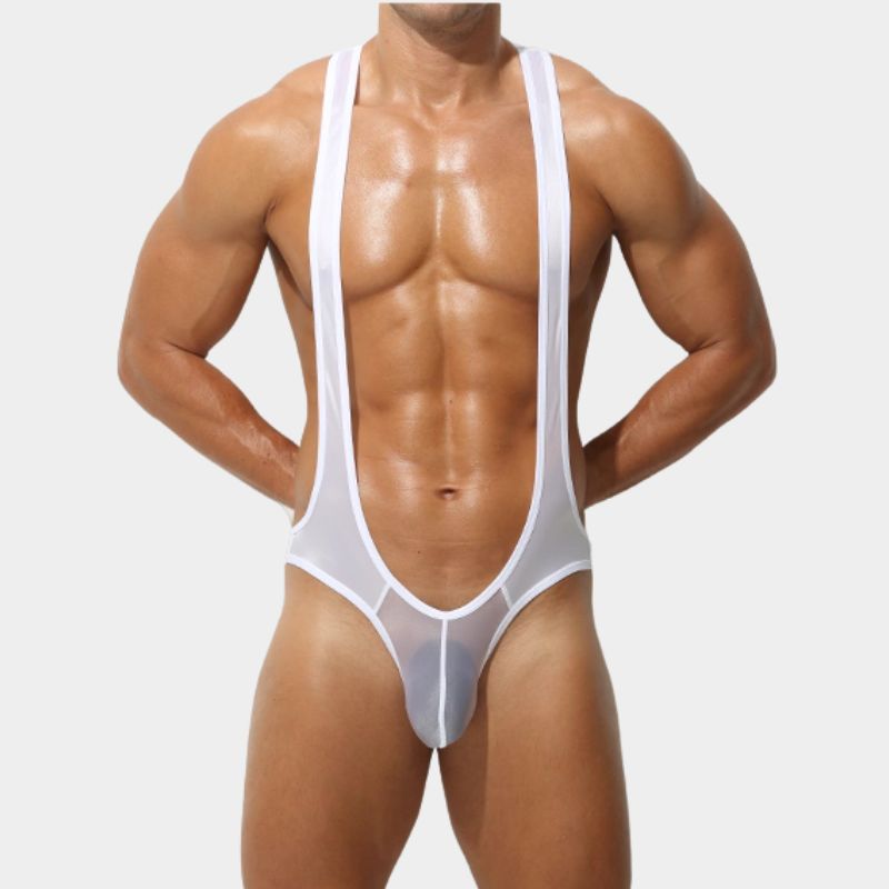 Men's Sheer Ice Silk Bodysuit - AFL 701