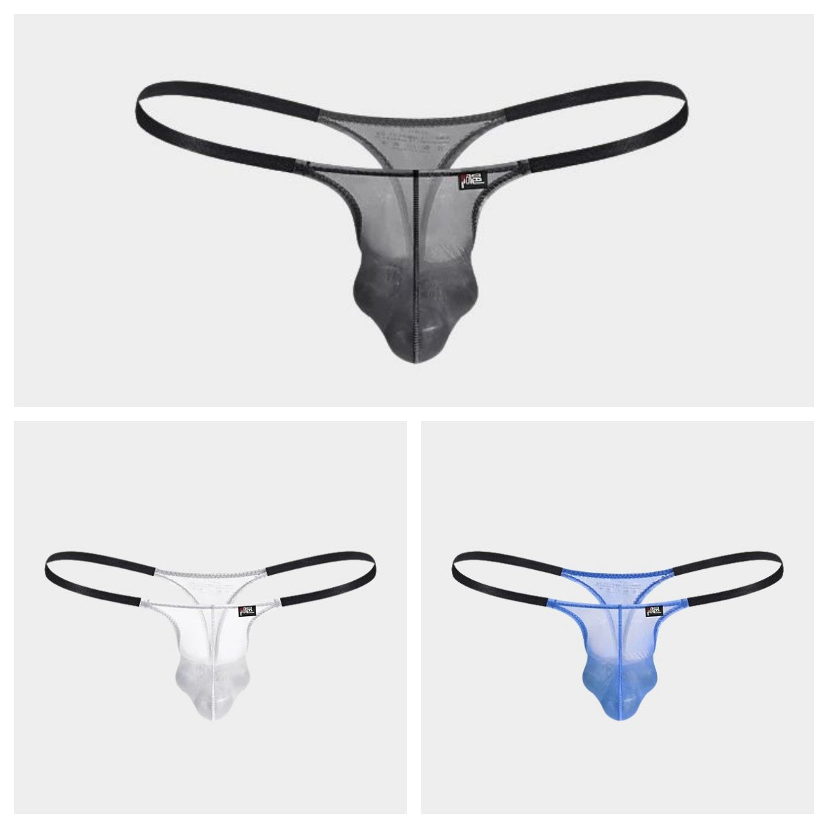 3-Pack Men’s Semi-Sheer Jacquard Ice Silk Thongs - AFL 2014
