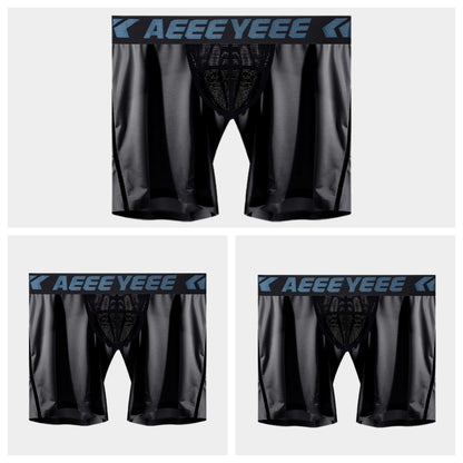 3-Pack Men's Ice Silk Boxer Briefs with Mesh Back & Pouch - AFL 704