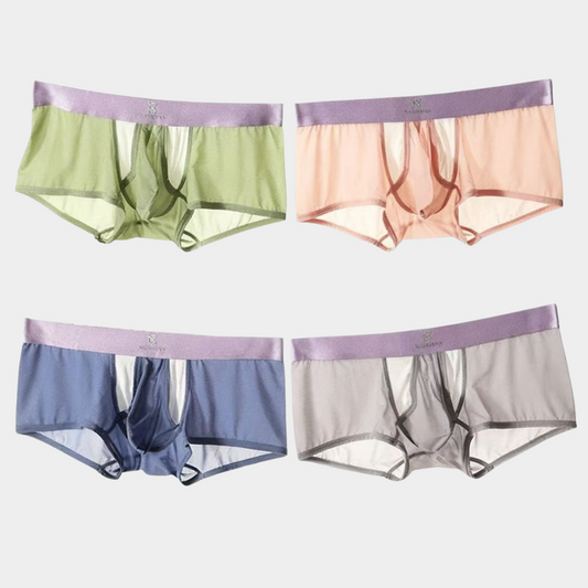 4-Pack Men’s Ice Silk Dual-Pouch Underwear – Front & Base Separation Design – AFL 034PJ