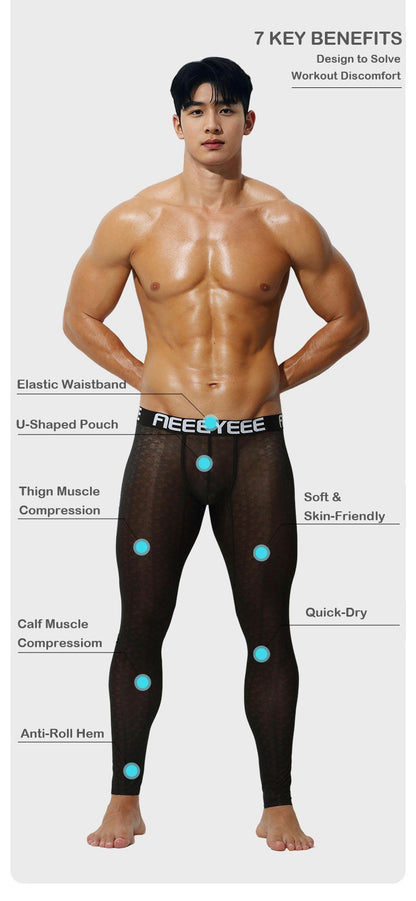 Men's Low-Rise Jacquard Ice Silk Leggings - AFL 2009