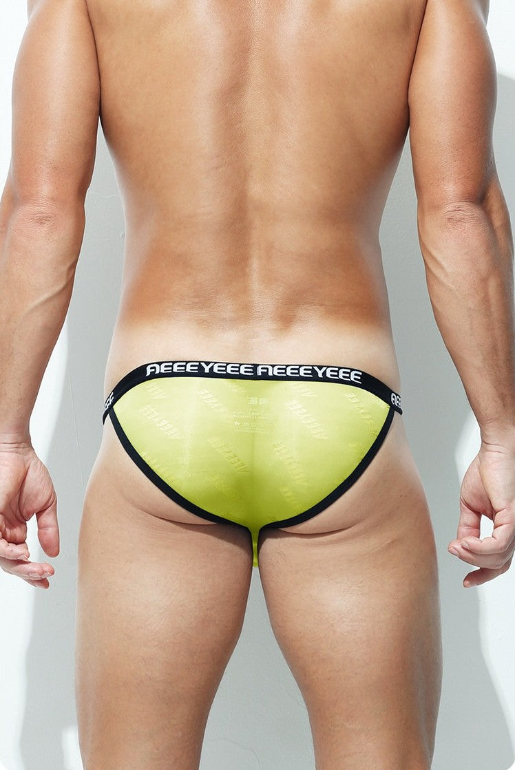 3-Pack Men’s Semi-Sheer Jacquard Ice Silk Hi-Cut Briefs with Black Binding - AFL 2012