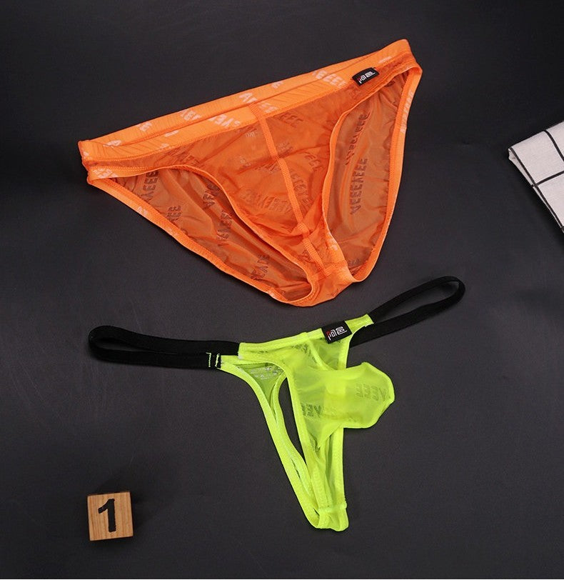 3-Pack Men’s Semi-Sheer Jacquard Ice Silk Thongs - AFL 2014