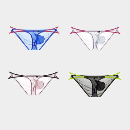 4-Pack Men's Ultra-Thin Ice Silk Briefs with Dual Elastic Side Straps - AFL 891