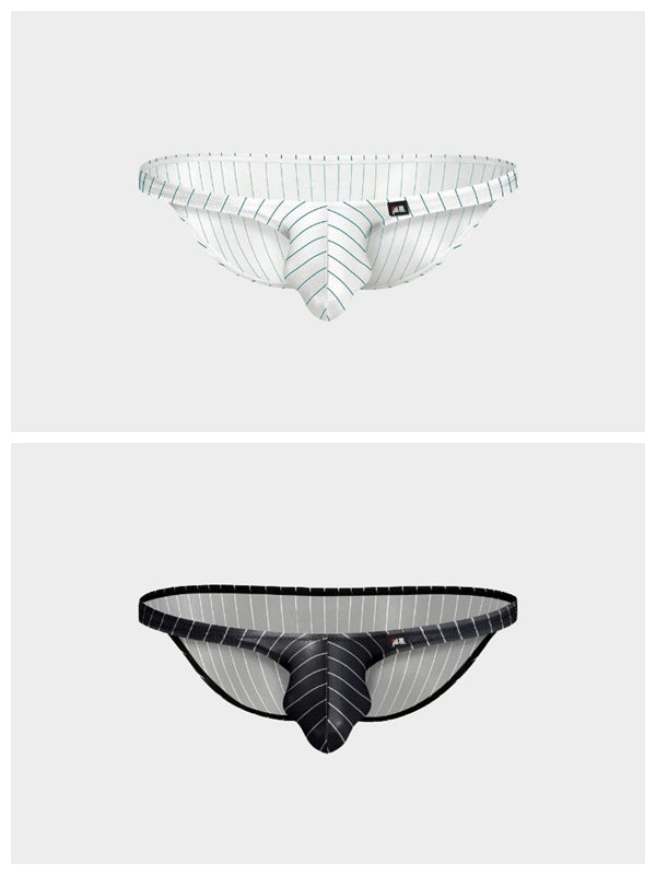 Men's Pinstripe Satin Ice Silk Crop Tank Top and Matching Underwear