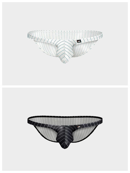 Men's Pinstripe Satin Ice Silk Crop Tank Top and Matching Underwear