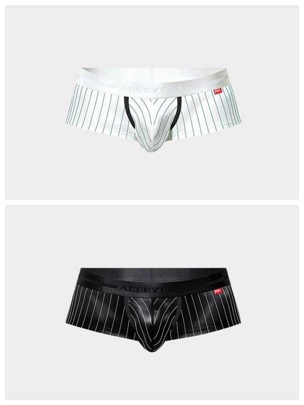 Men's Pinstripe Satin Ice Silk Crop Tank Top and Matching Underwear