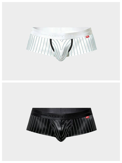 Men's Pinstripe Satin Ice Silk Crop Tank Top and Matching Underwear