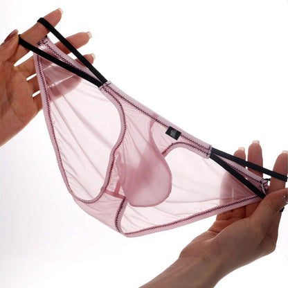 4-Pack Men's Ultra-Thin Ice Silk Briefs with Dual Elastic Side Straps - AFL 891