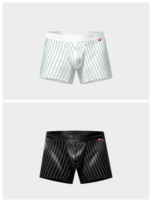 Men's Pinstripe Satin Ice Silk Crop Tank Top and Matching Underwear
