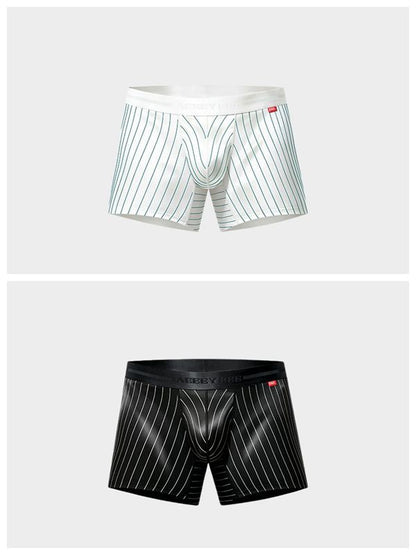 Men's Pinstripe Satin Ice Silk Crop Tank Top and Matching Underwear