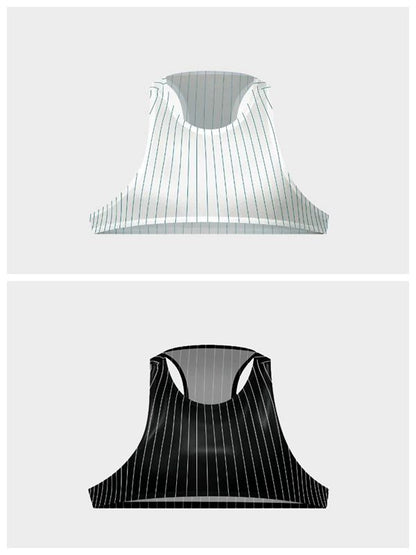 Men's Pinstripe Satin Ice Silk Crop Tank Top and Matching Underwear