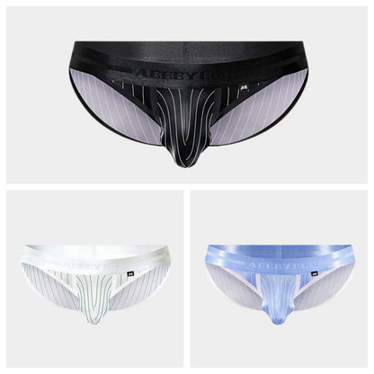 3-Pack Men's Pinstripe Satin Ice Silk Hi-Cut Briefs - AFL 795