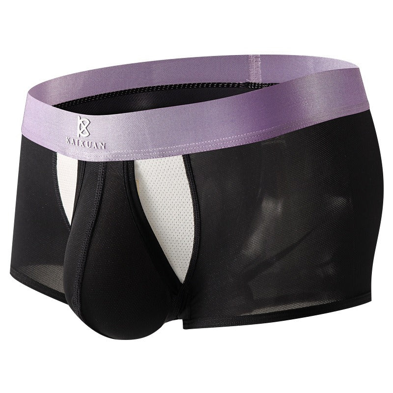 4-Pack Men’s Ice Silk Dual-Pouch Underwear – Front & Base Separation Design – AFL 034PJ