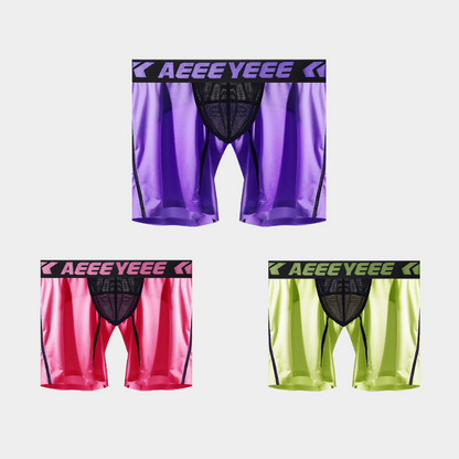 3-Pack Men's Ice Silk Boxer Briefs with Mesh Back & Pouch - AFL 704