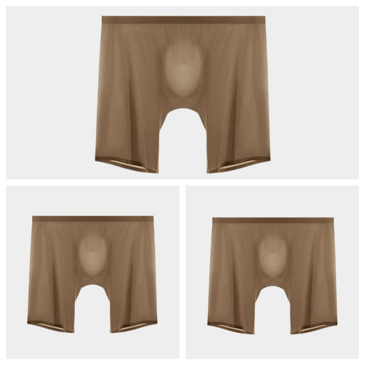 3-Pack Men's Ultra-Light Ice Silk Boxer Briefs with Seamless No-Chafe Pouch -YS56-5