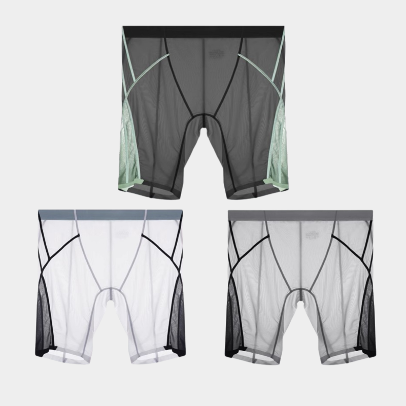 Men’s Sheer Ice Silk Color-Block Boxer Briefs - AFL 845