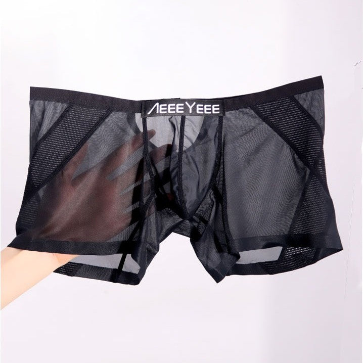 3-Pack Men’s Sheer Ice Silk Trunks with Breathable Mesh Sides and Rear Cutout - AFL 716