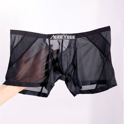 3-Pack Men’s Sheer Ice Silk Trunks with Breathable Mesh Sides and Rear Cutout - AFL 716