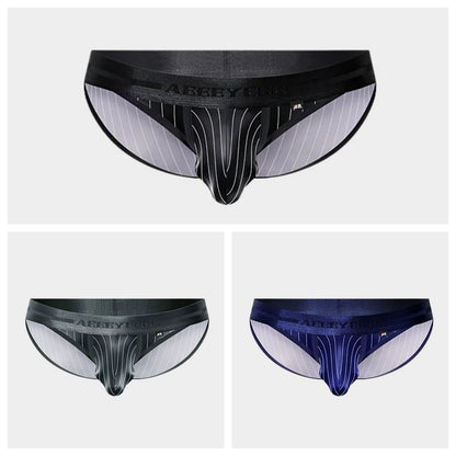 3-Pack Men's Pinstripe Satin Ice Silk Hi-Cut Briefs - AFL 795