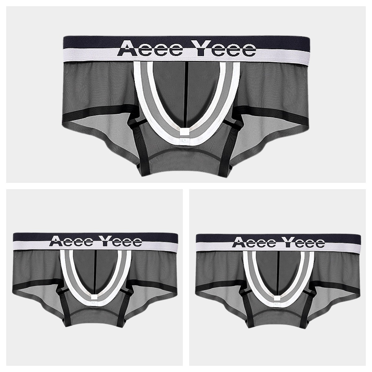 3-Pack Men's Ice Silk Trunks with Snap-Open Pouch - AFL 847