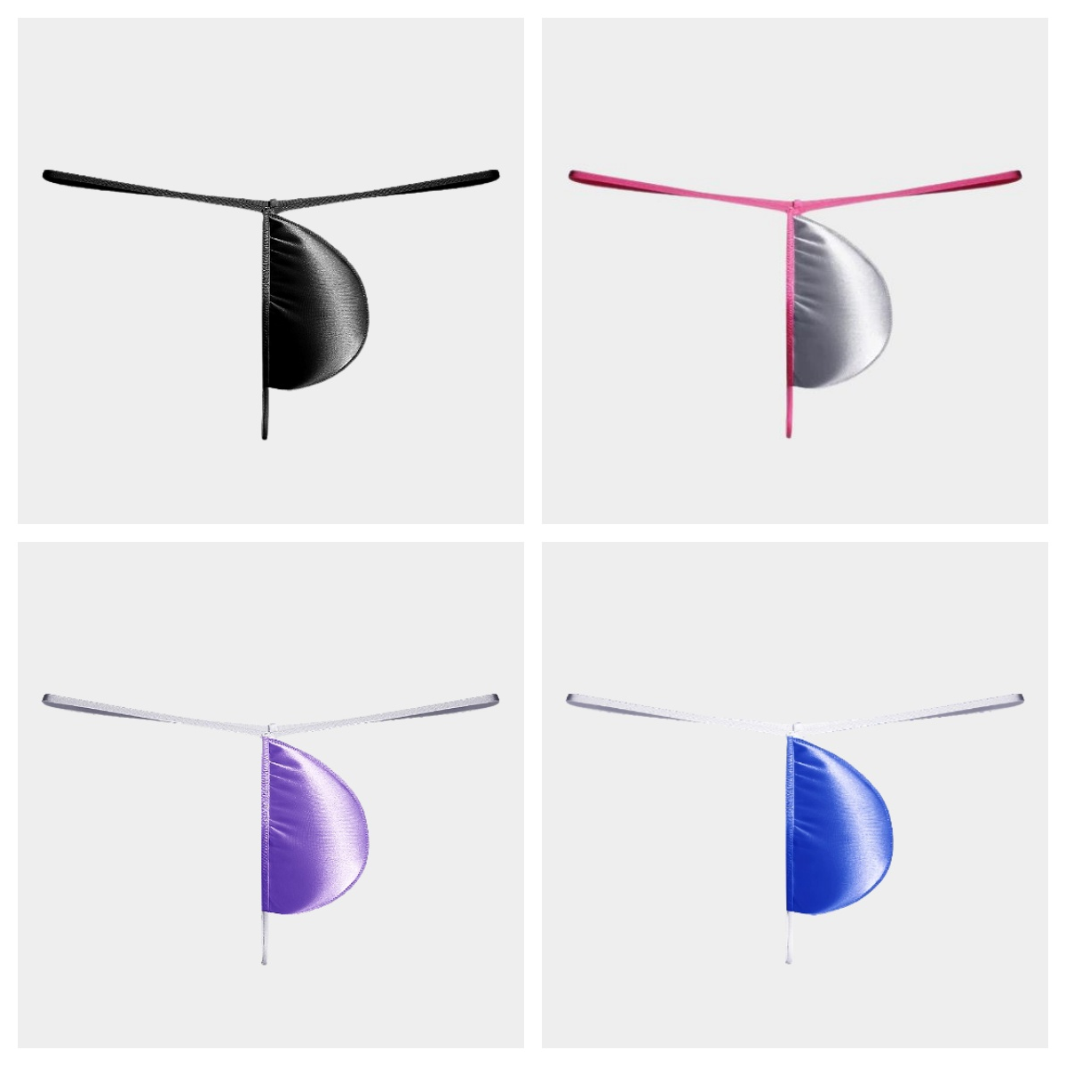 4-Pack Men’s Satin Ice Silk G-String Thongs - AFL 702