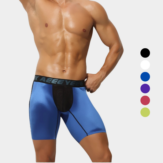 3-Pack Men's Ice Silk Boxer Briefs with Mesh Back & Pouch - AFL 704