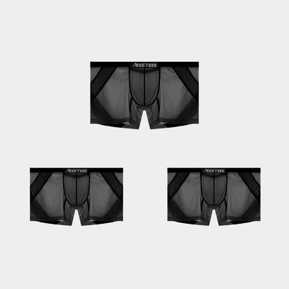 3-Pack Men’s Sheer Ice Silk Trunks with Breathable Mesh Sides and Rear Cutout - AFL 716