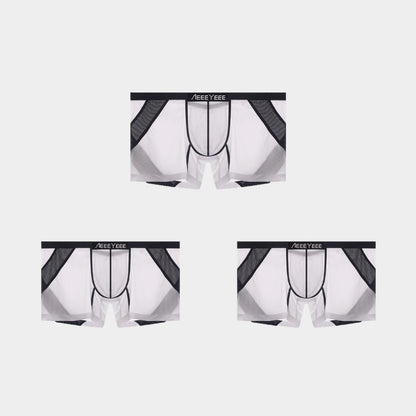 3-Pack Men’s Sheer Ice Silk Trunks with Breathable Mesh Sides and Rear Cutout - AFL 716