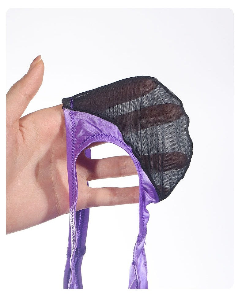 4-Pack Men’s Satin Ice-Silk Briefs with Sheer Black Pouch - AFL 731