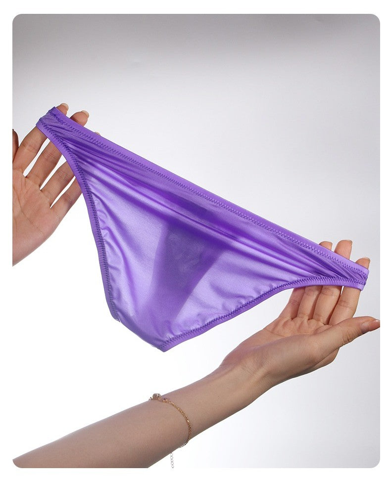 4-Pack Men’s Satin Ice-Silk Briefs with Sheer Black Pouch - AFL 731